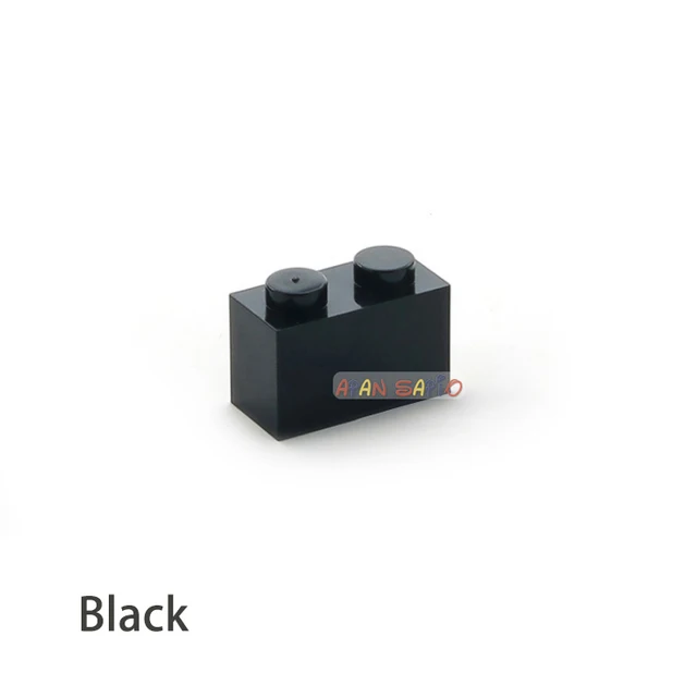 100pcs DIY Building Blocks Thick Figures Bricks 1x2Dots Educational Creative Size Compatible With 3004 Plastic Toys for Children Black 100pcs
