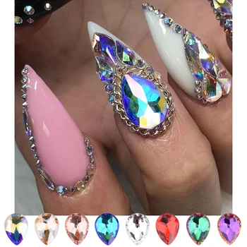 

10pcs nail crystals stones flatback drop ab rhinestones 3d nail gems for nail art decorations new arrives supplies 2018 TBL38