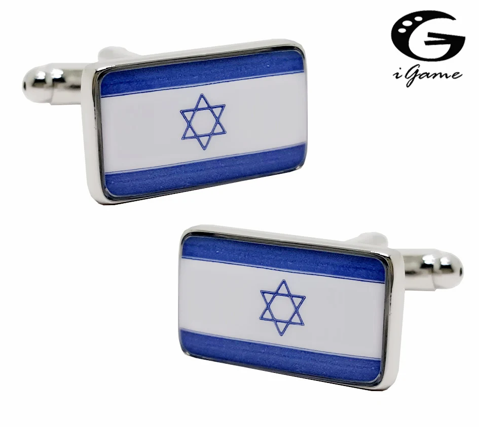 

iGame Flag Cuff Links Blue Color Flag of Israel Design Free Shipping