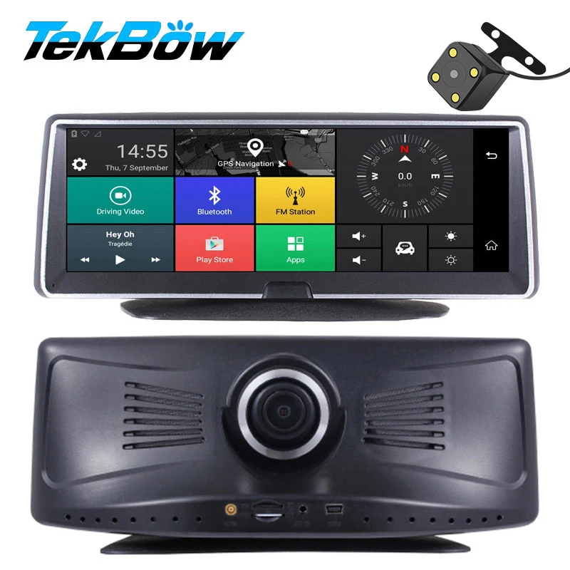 

Tekbow 8" Touch Screen Car DVRs Dash Camera Android 5.1 With GPS Vehicle Mirror Video Recorder Registrator Rearview Car Dash Cam