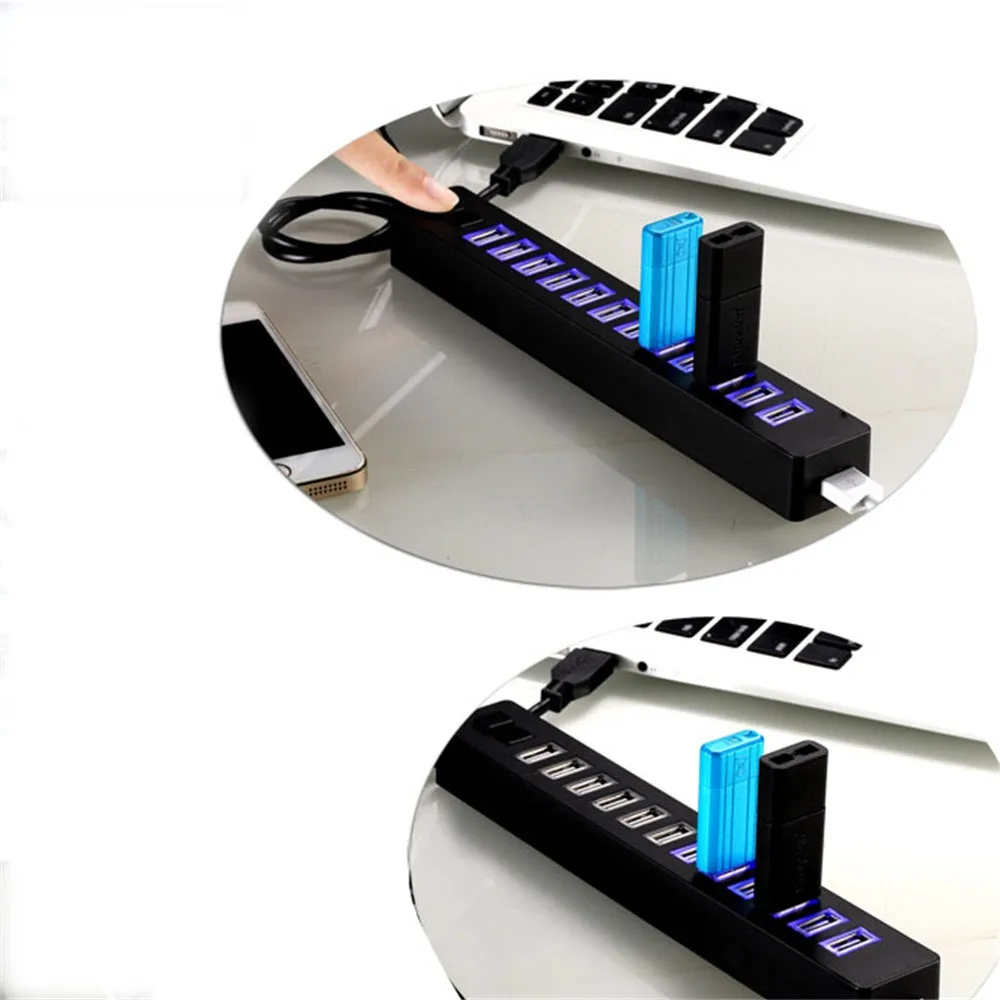 12 Порты высокое Скорость 2-ВКЛ/ВЫКЛ переключатель USB2.0 концентратор Plug and Play для портативных ПК