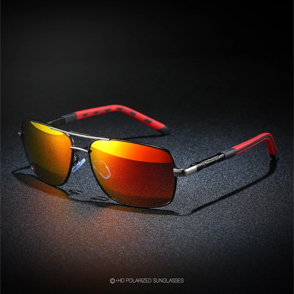 Al mg Alloy Oversized Rectangle Double Bridge Polarized Sunglasses