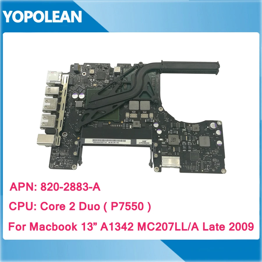 

2.26 GHz Core 2 Duo P7550 Logic Board Motherboard With Heatsink For Macbook 13" A1342 MC207LL/A Late 2009 820-2883-A