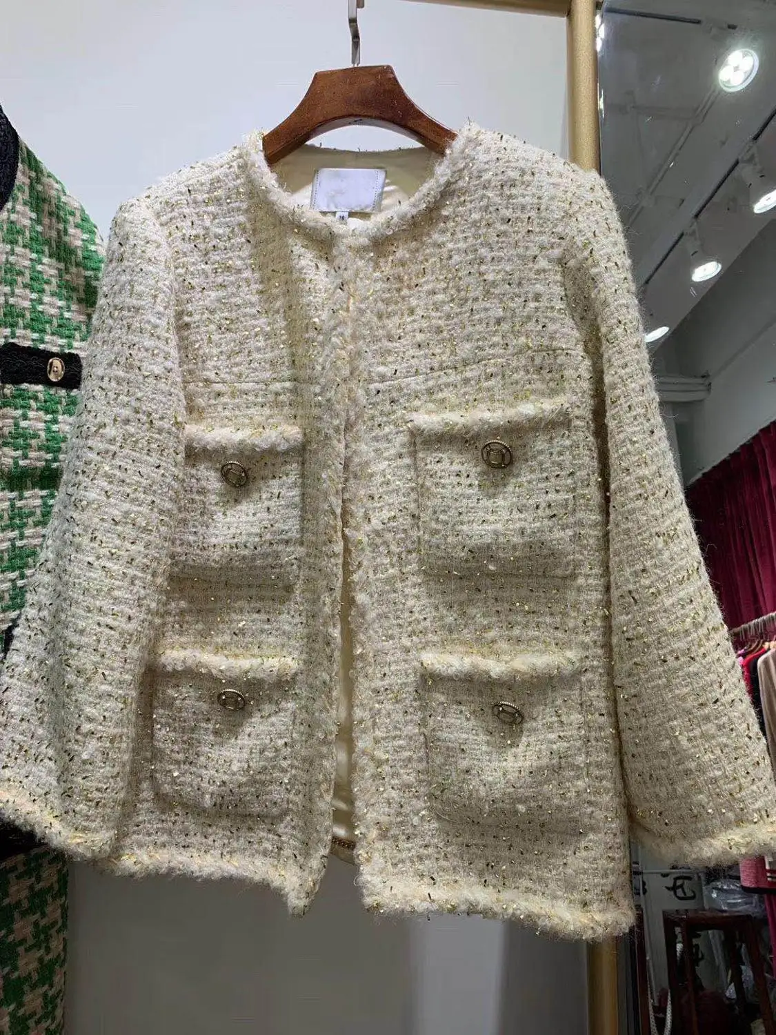 

Free Shipping High End Wool Jacket Women 2019 Runway Fashion Long Sleeve Women Outfit with 100% Silk Lining chain coat