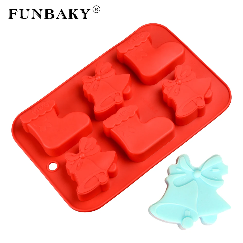 

FUNBAKY 6 Cavity Christmas Chocolate Cake Loaf Forms Mold For Baking Silicone 3D Dessert Mosse Decoarting Tools Moulds