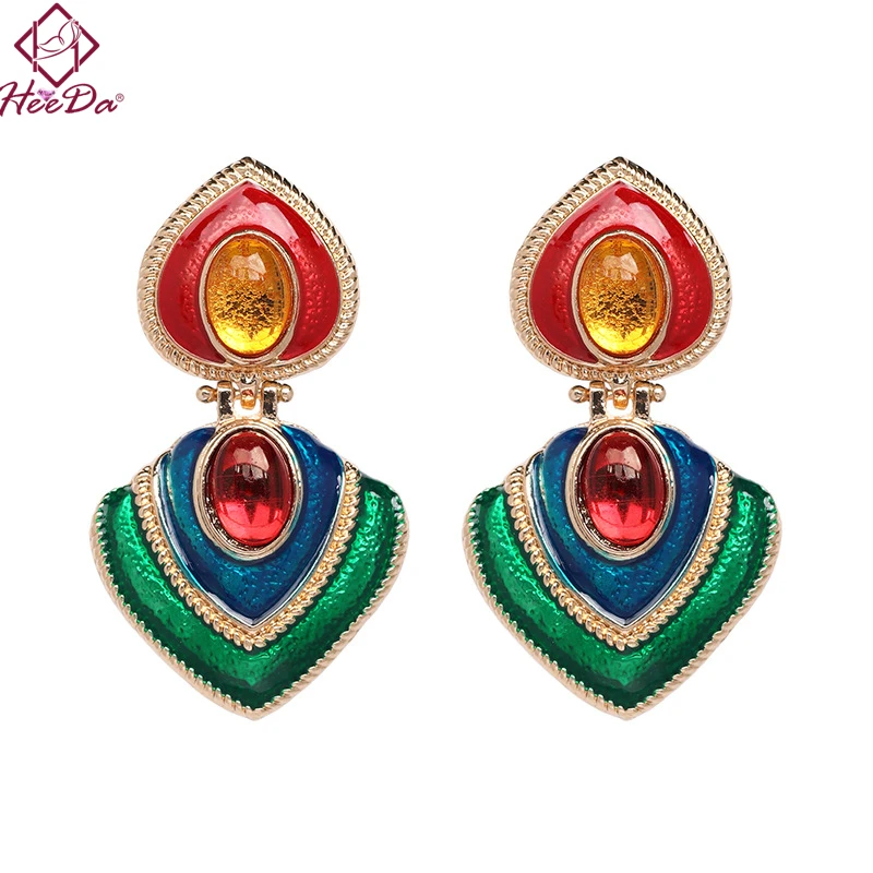 Heeda Kpop, большое имя, гипербола, краска, женские серьги-гвоздики, Boho Bohemia, модная серьга геометрической формы, винтажные уникальные массивные украшения