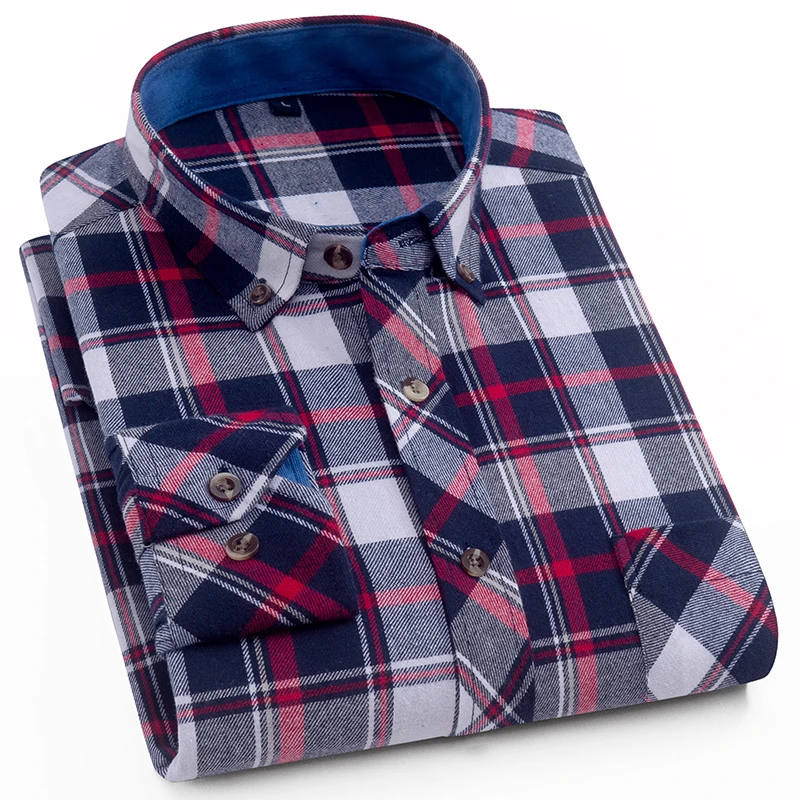 LISIBOOO New Fashion Mens Shirt Long Sleeved Cotton Men Shirt Plaid Casual Shirt Male Business Shirt Camisa Masculina
