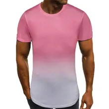 Футболки для бега мужские летние новые градиентные цвета Круглый вырез дышащая с коротким рукавом Топ Блузка оптом#2h12