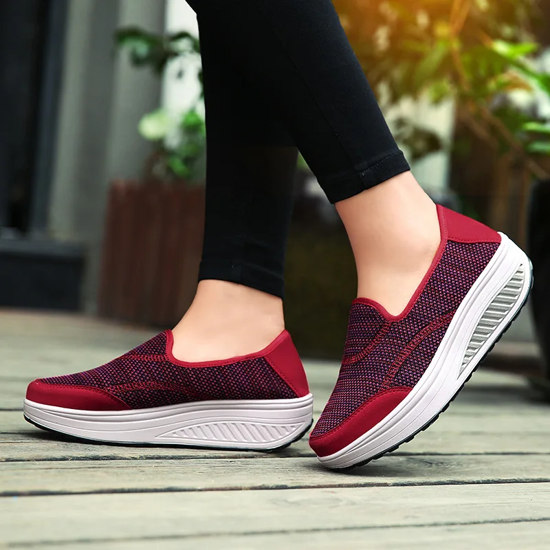 Femmes Éponge Lumière Été Green Respirant Nouveau Confortable En army Casual Maille Sport Femelle Dame Gris Marche Sneakers Semelles Chaussures pourpre rouge Marine bleu ardoisé Plein 42 Air 2018 5EI8qq
