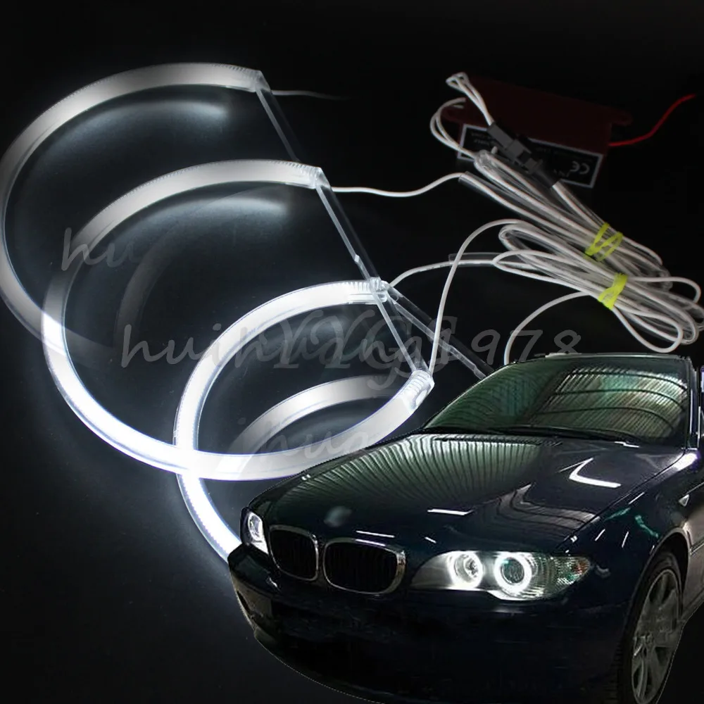2x131MM 2x146MM Angel Eye Halo Anneaux Light CCFL For BMW E46 3 Series 4Doors White 1999