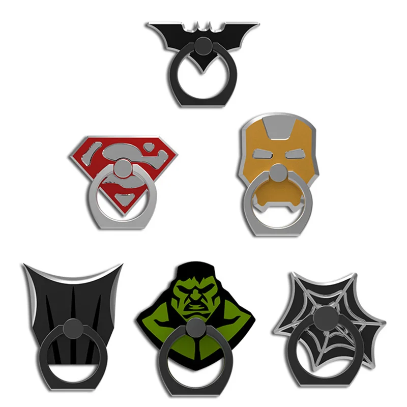 

Hot Sale Quality Aluminium Alloy Universal Mobile Phone Holder Ring Cool Batman Hulk Superman Cartoon Smartphone Ring