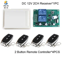433MHz Remote Control Switch DC 12V 2CH Relay Receiver Module RF For Control positive and negative current New Upgrade