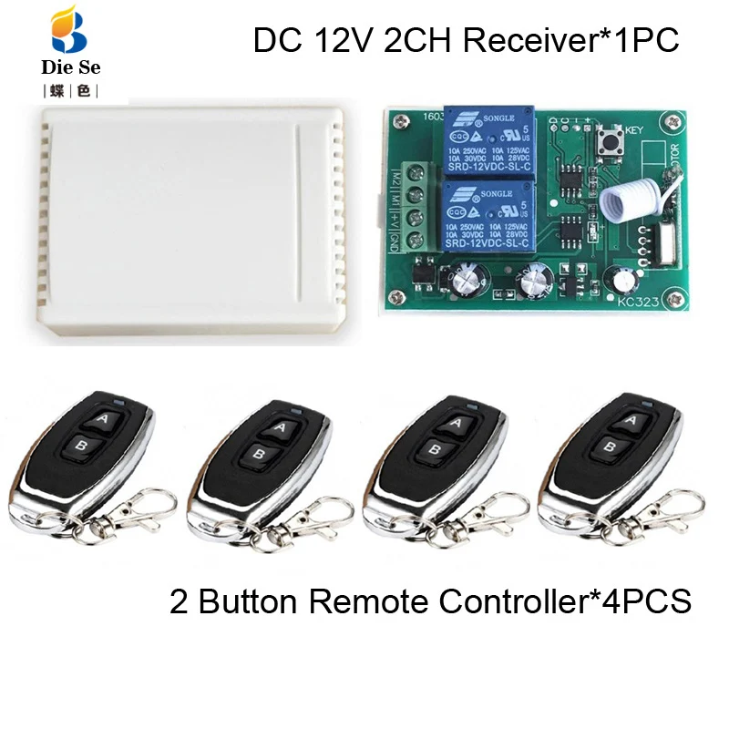 

433MHz Remote Control Switch DC 12V 2CH Relay Receiver Module RF For Control positive and negative current New Upgrade