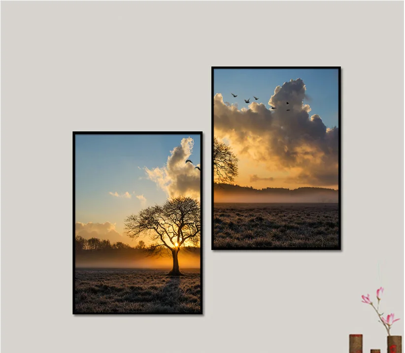 Современные модные картины с рисунком травы и заката 2 шт. без рамки | Дом сад