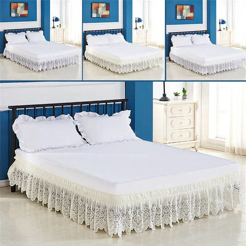 Queen Size Bed Skirt White Bed Skirts Without Surface Elastic Band