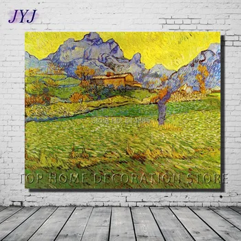 

A Meadow In The Mountains 1889 by Vincent Van Gogh Top Quality Famous Oil Painting Canvas Wall Art GiftTop Home Decoration VG016