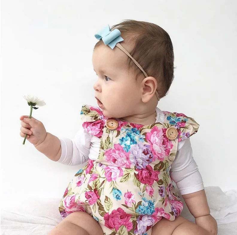 

baby girl romper / floral element /2017 INS design / romper + headband set