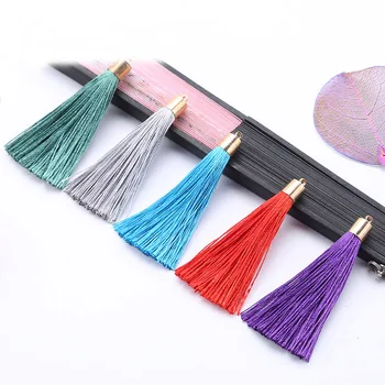 

2019 New 10pcs/lot 6cm Small Cotton Silk Tassel Cords for Earrings with Metal Caps Charm Pendants Tassel Jewelry Making Findings