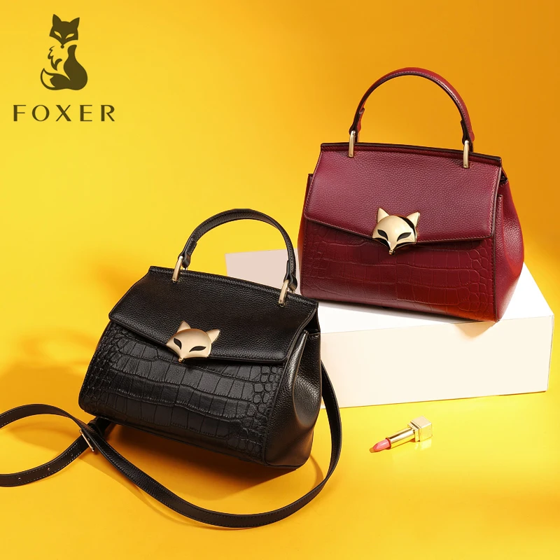 

FOXER Brand Women Genuine Leather Handbag Female New Fashion Ladies Shoulder Bag & Crossbody Bag Small Flap Bag For Girl