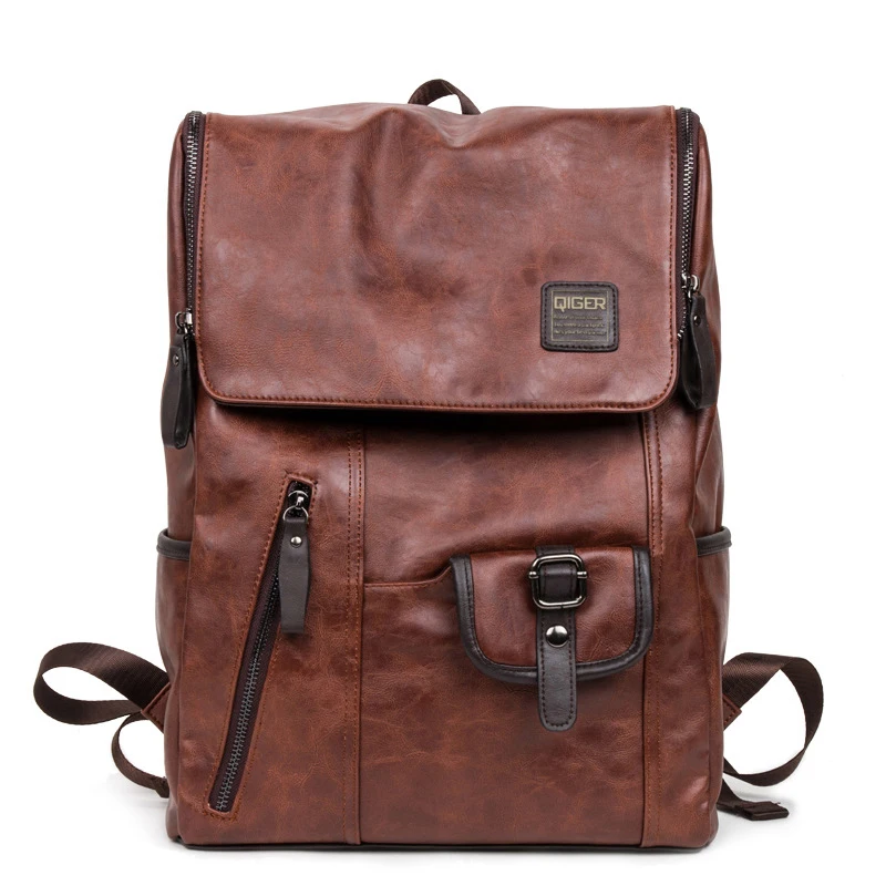 

MAIWEINI Men Women PU Leather Vintage Backpack Fashion Leisure Male School backpack travel bag W8100 Free Shipping