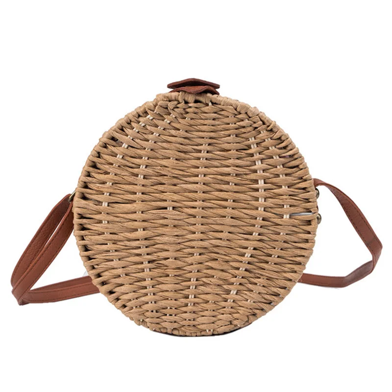 

The New Round Women's Shoulder Bag Handbag Bohemia Straw Bags Summer Straw Beach Bag Handmade Female Travel Messenger Bags Tote