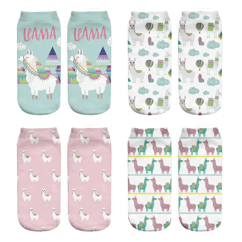 

RUNNING CHICK Cartoon alpaca girl and boy's digital print kids socks 2018 news