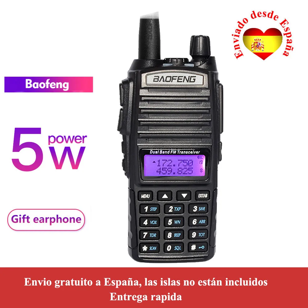 Baofeng UV-82 woki toki двухдиапазонный радио VHF136-174 и UHF400-520MHz 5 Вт FM радио uv82 двухстороннее радио