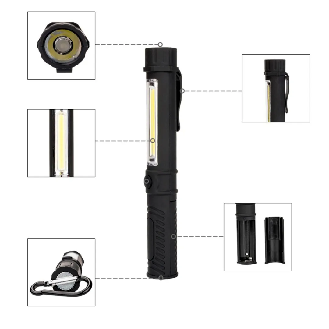 Mayitr Portable COB LED Mini Multifunction LED Flashlight Hand Torch lamp With Magnet AAA Work Hand Lamp