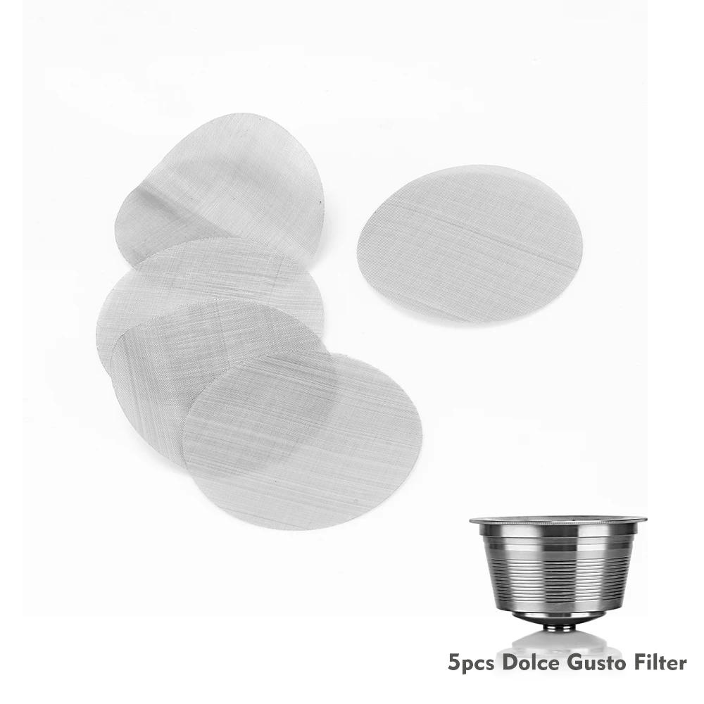 

5pcs Dolce Gusto Thin Filters More Mesh Better filtering Fit For Stainless Steel Reusble Dolce Gusto Coffee Capsules