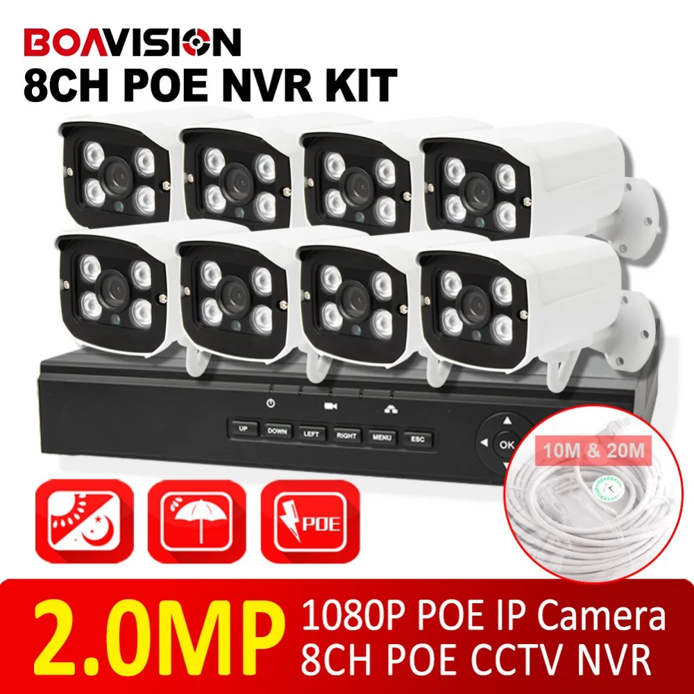 bilder für BOAVISION 8CH 1080 P POE NVR CCTV System Kit mit 8 STÜCKE 1080 P 2MP IR 20 Mt Kugel POE Ip-kamera Im Freien Sicherheit System XMEYE P2P bilder für BOAVISION 8CH 1080 P POE NVR CCTV System Kit mit 8 STÜCKE 1080 P 2MP IR 20 Mt Kugel POE Ip-kamera Im Freien Sicherheit System XMEYE P2P