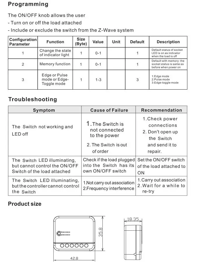 LPSECURITY Z-Wave пульт дистанционного управления беспроводной вкл/выкл настенный энергосберегающий 908,42 МГц