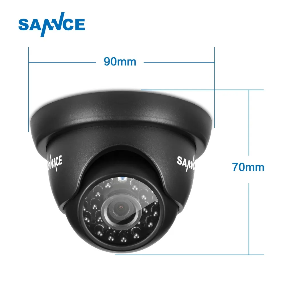 SANNCE 2 шт AHD 720P HD 1.0MP CCTV камеры безопасности H.264 водонепроницаемые внутренние/уличные Купольные Камеры видеонаблюдения набор черный цвет