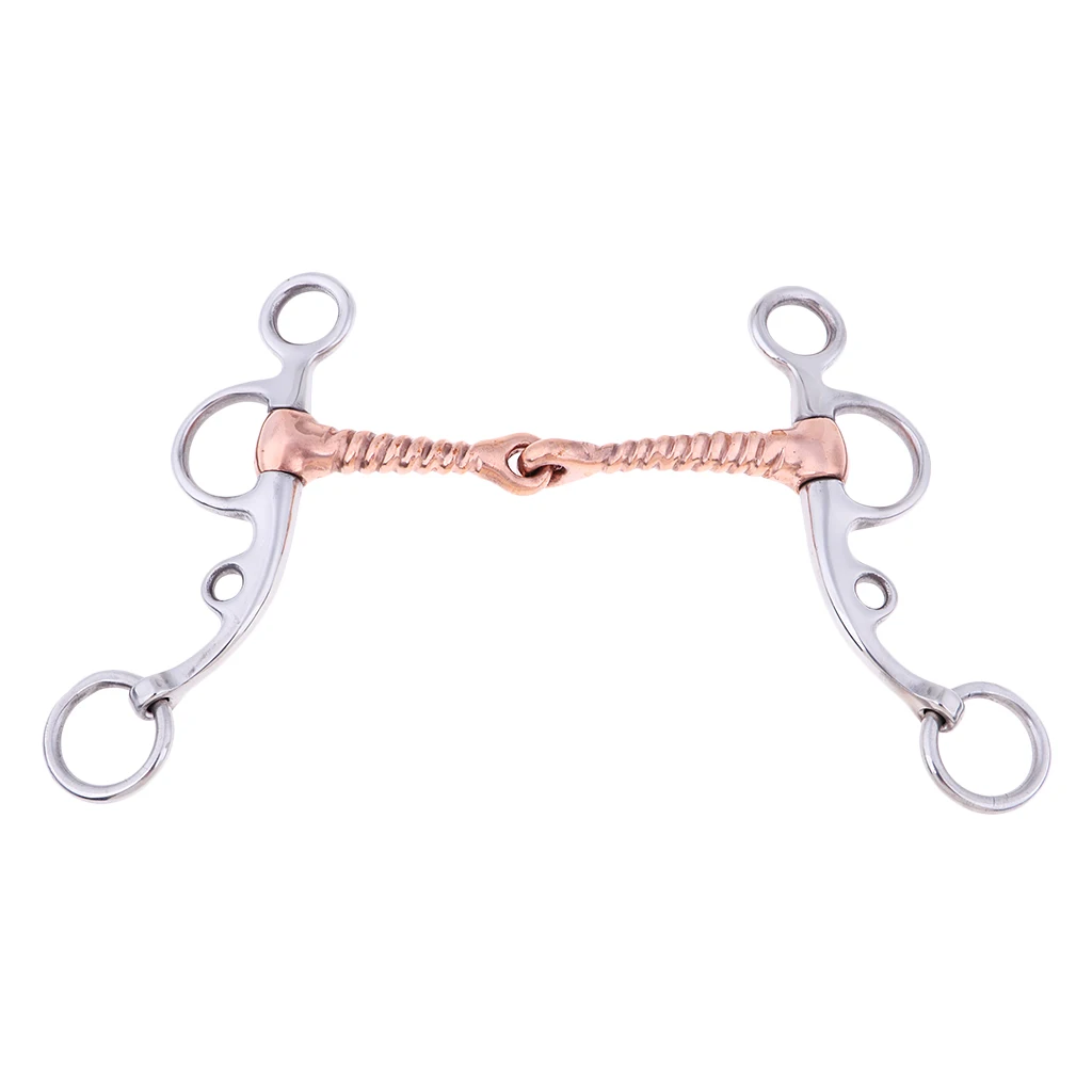 Stainless Steel Horse Snaffle Bit Tack with Copper Screw Joint Mouth Equestrian Equipment Supplies