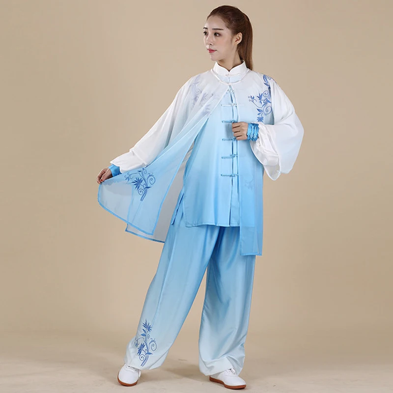 3Pc Chinese Tai Chi Kleding Taiji Prestaties Pak Wushu Demo Kungfu Uniform Borduren Voor Vrouwen Meisje Kinderen Volwassenen Vrouwelijke