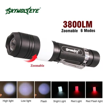 

High Quality 6 Mode T6 600LM Tactical 2 led Torch Zoomable LED Flashlight Torch light by 18650 battery + USB Cable