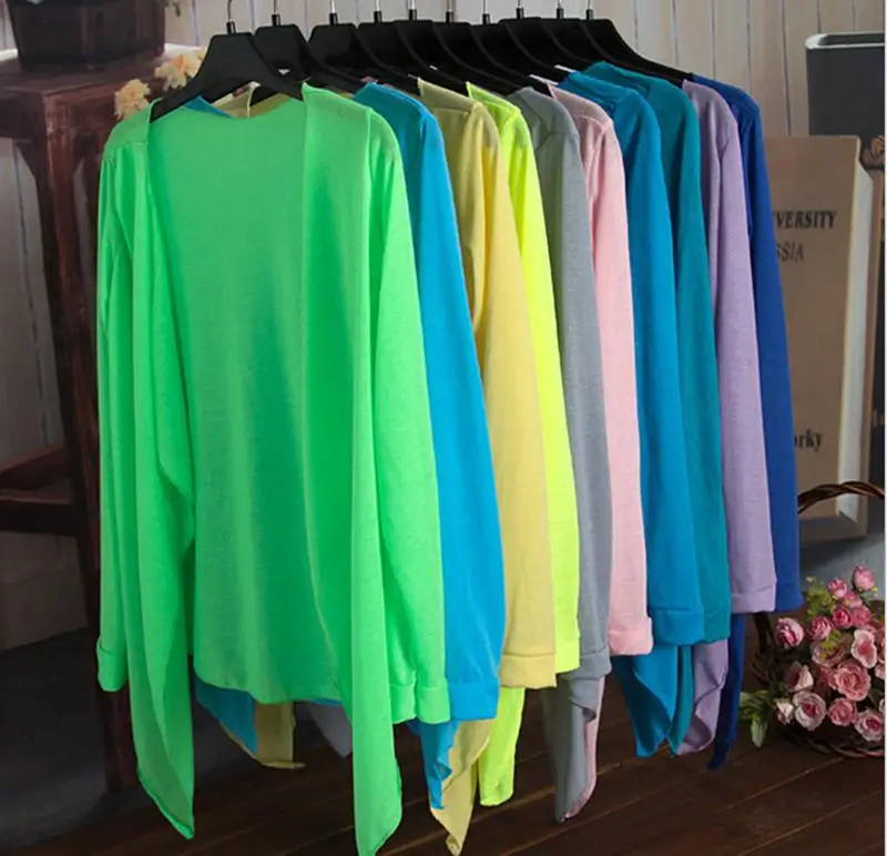 

Hot Sale 2018 Summer Cardigan Women Candy Color Knitted Blouse Female Long Sleeve Sun Clothing Fashion Tops