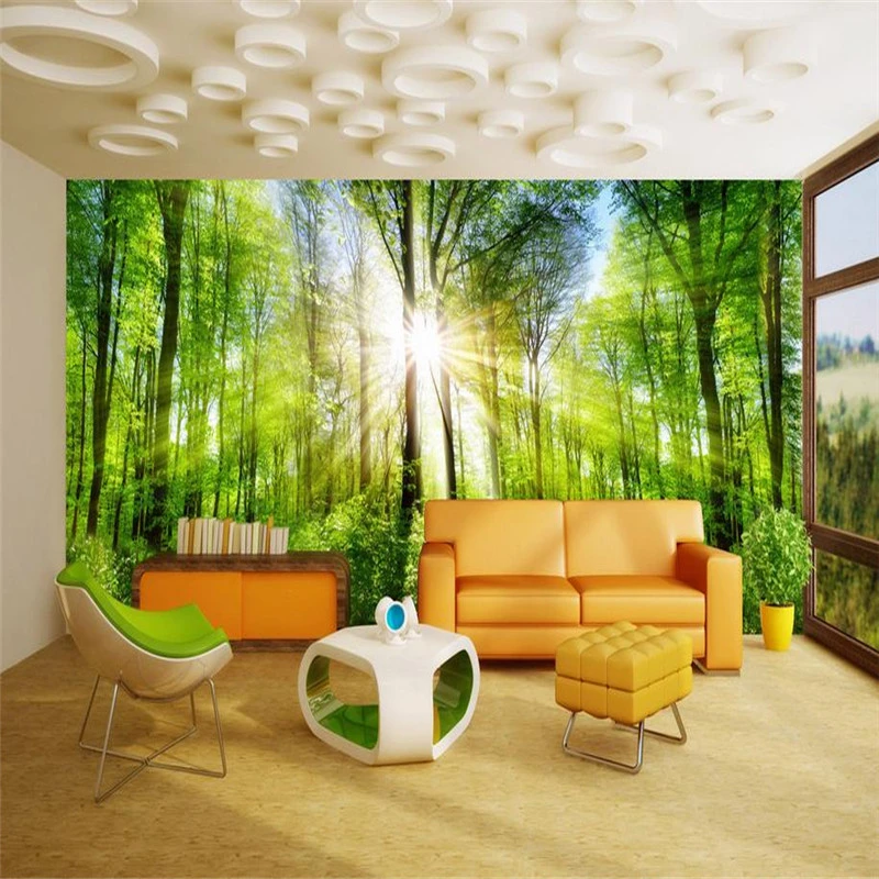 3d 現代カスタム高品質写真の壁紙新鮮な自然風景屋内壁壁画原生林日光壁紙 Photo Wallpaper Quality Wallpaperindoor Wall Murals Aliexpress