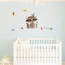 God Tribal Fox Wall Decal Cute Woodland Fox Bear Lion Wall Sticker For Kids Room Nursery Wall Art Vinyl Murals Diy Home Decor