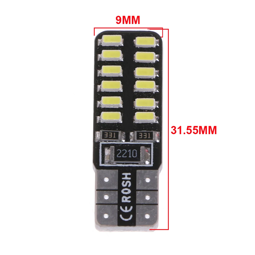 100pcs T10 Canbus Led light 3014 W5W 194 T10 24 SMDled Bulb No Obc Error Free Wedge Door Side Instrument Bulb Lamp (3)