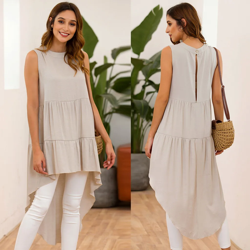 

Women Solid Irregular Hem Top Shirt Females Bohemian Summer Vest Ladies Off Shoulder Shirt Plus Size Fashion Tops blusa feminina