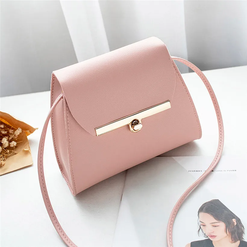 

Simple Flap Shoulder PU Leather Bags for Women 2019 Girls Pure Color Mini Messenger Chest Bag Cross body Handbags bolsa feminina