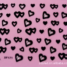 Черные 3D наклейки для ногтей в форме сердца, переводные наклейки для ногтей, переводные наклейки для девушек и женщин, инструменты для маникюра, обертывания ногтей, наклейки с цветами