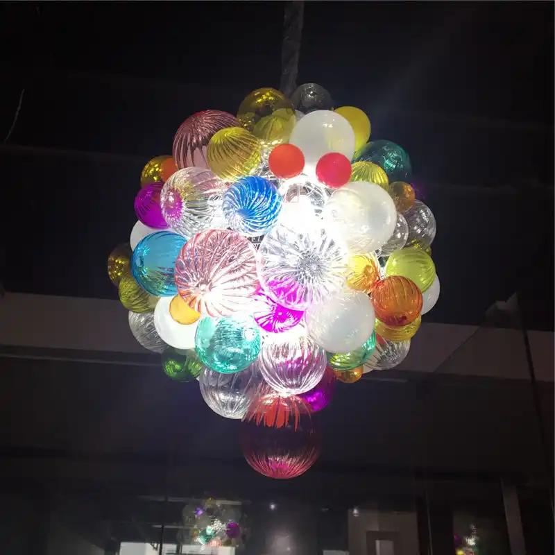 Colorful Small Balls Murano Glass Art Pendant Lighting Colorful Blown Glass Ceiling Lights