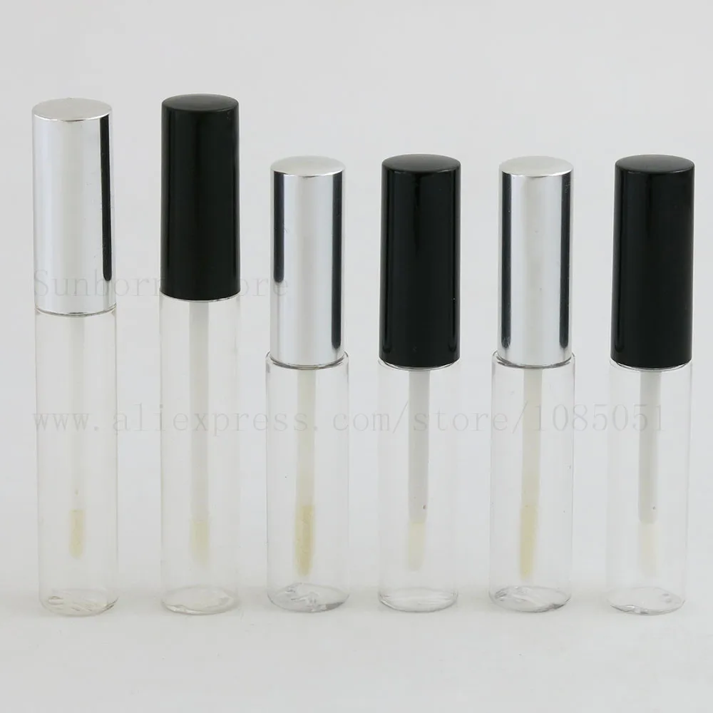 

5PCS 8ml 10ml empty Lipstick tube Lip balm tube Lipstick container bottle Lip gloss tube brush black silver cap