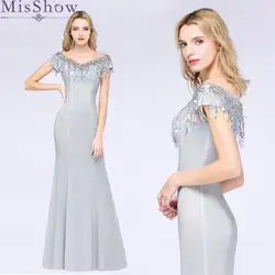 Элегантные серебряные длинное выпускное платье вечернее платье 2019 brautterkleider Русалка Свадебная вечеринка платья для женщин мать невесты