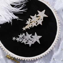 Роскошные Стразы золотого и серебряного цвета, маленькие большие заколки для волос с пентаграммой и звездами, длинные Заколки для женщин, аксессуары для волос