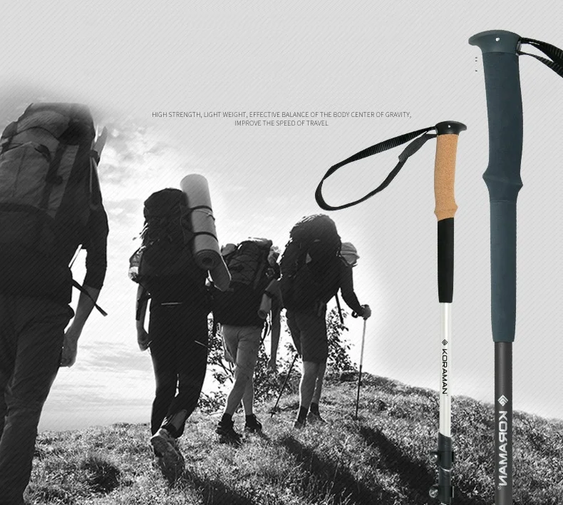 Bloqueo rápido Nordic bastón telescópico Trekking, senderismo escalada ultraligero bastón con EVA corcho mango 1 unidades