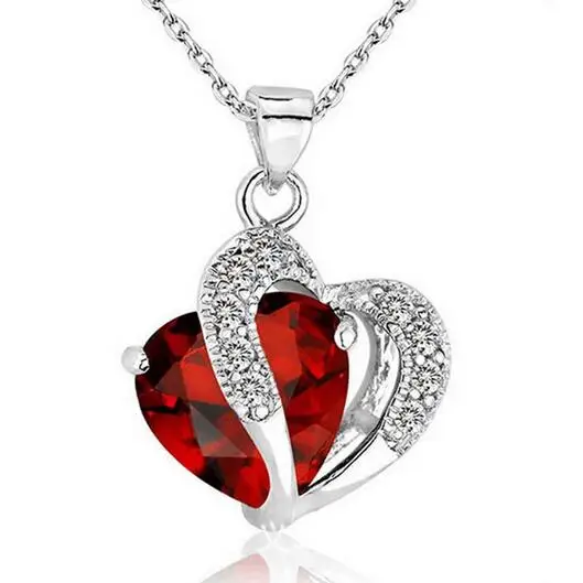 

2019 Necklace heart-shaped zircon crystal necklace chain clavicle sweater chain Women Heart Rhinestone Silver Pendant Jewelry