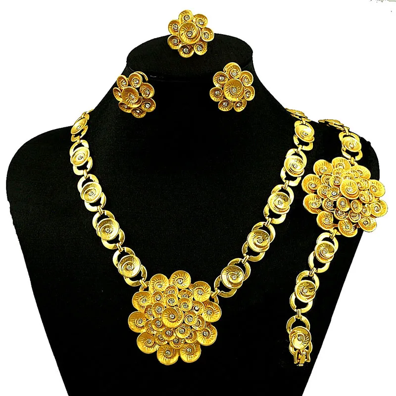 Buy gold jewelry sets women fashion necklace fine jewelry sets wedding women