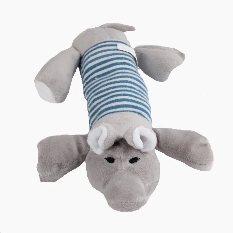Плюшевая игрушка собака щенок Жевательная пищалка, писклявый звук устойчивая к укусам джинсовая льняная жевательная игрушка для кошек утечка пищевого мяча дропшиппинг - Цвет: elephant